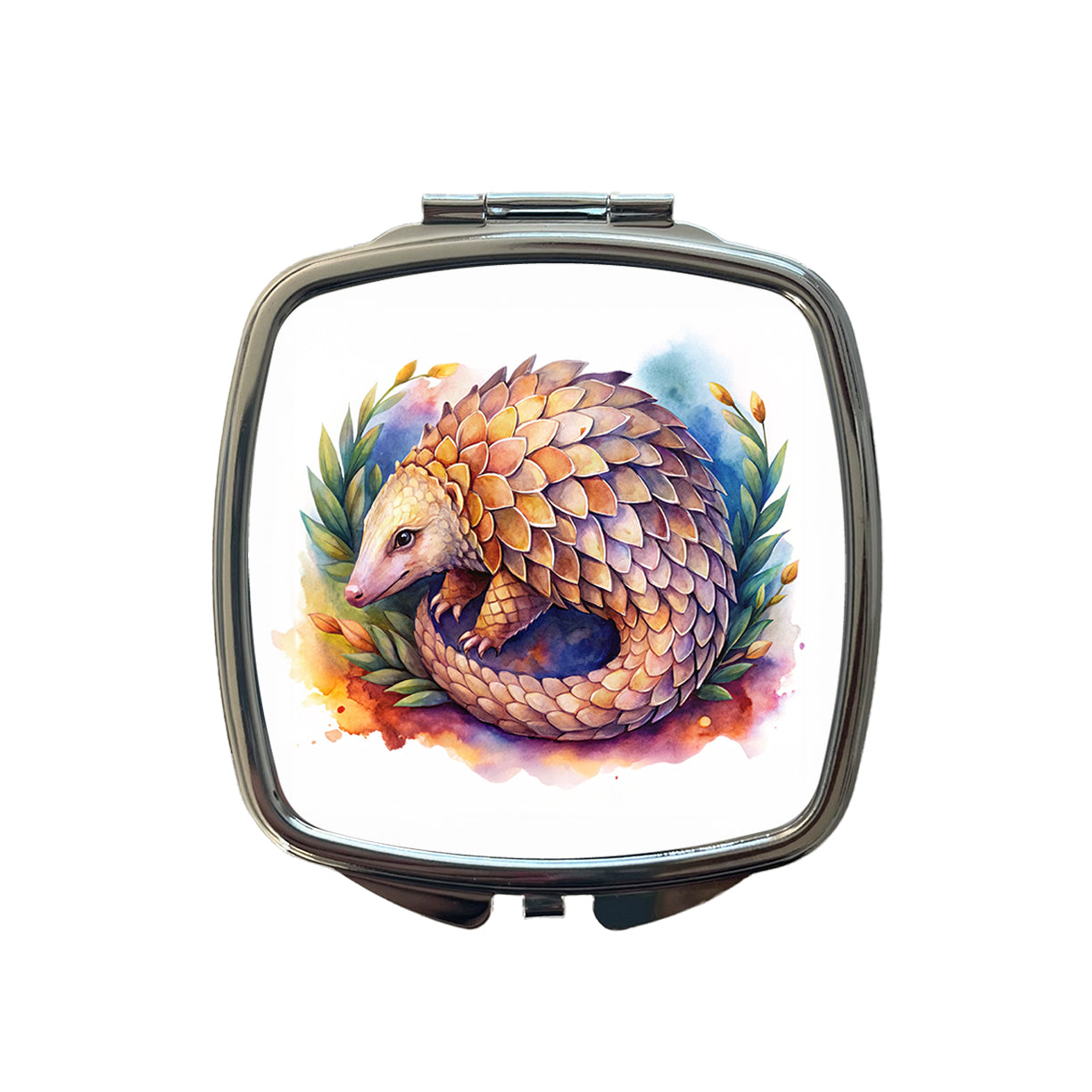 Pangolin Watercolor Small Travel Purse Handbag Pocket Makeup Compact Mirror