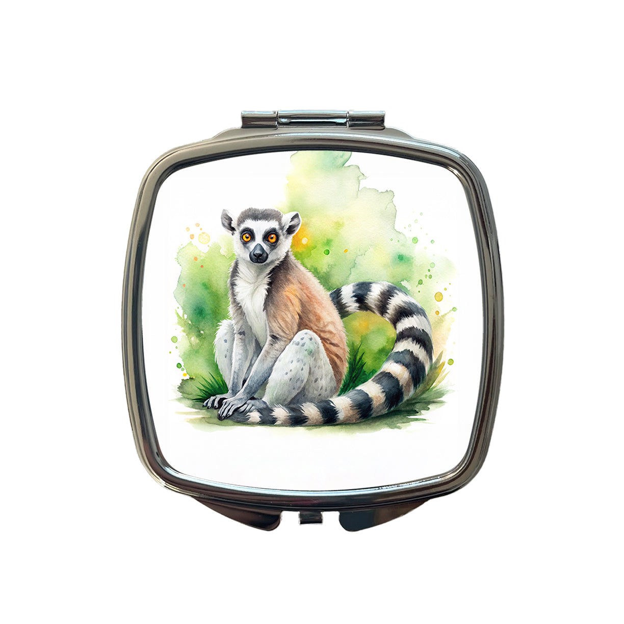 Ring-Tailed Lemur Watercolor Small Travel Purse Handbag Pocket Makeup Compact Mirror