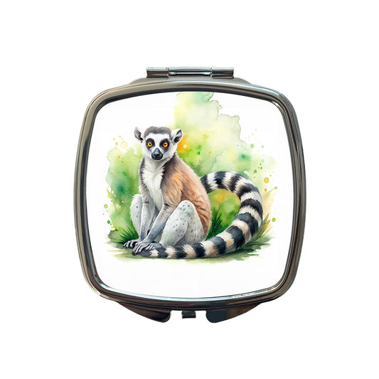 Ring-Tailed Lemur Watercolor Small Travel Purse Handbag Pocket Makeup Compact Mirror