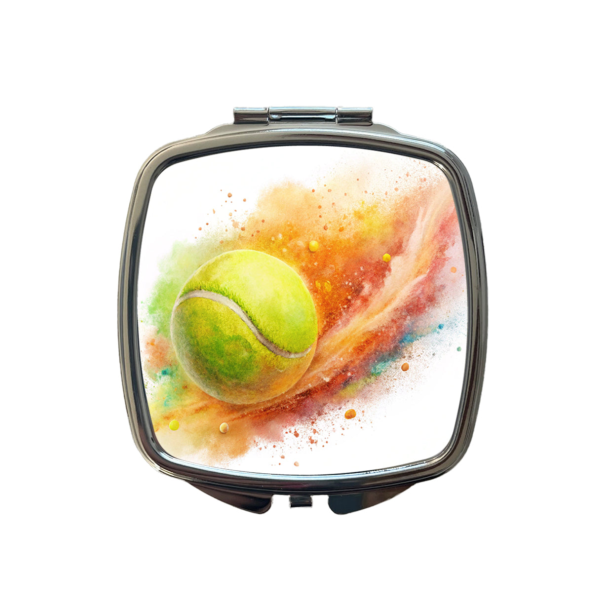 Tennis Ball Rocketing Through The Air Watercolor Small Travel Purse Handbag Pocket Makeup Compact Mirror