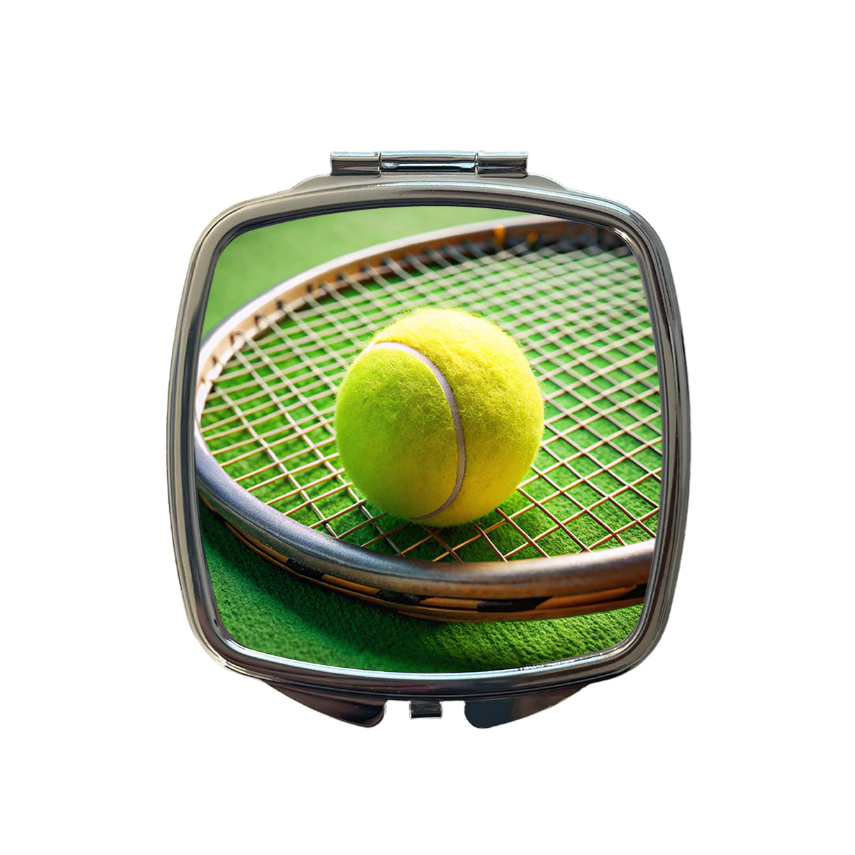 Tennis Racquet and Ball Close-up Small Travel Purse Handbag Pocket Makeup Compact Mirror