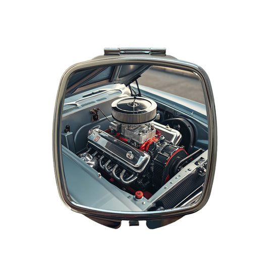 V8 Engine In Classic Muscle Car Small Travel Purse Handbag Pocket Makeup Compact Mirror
