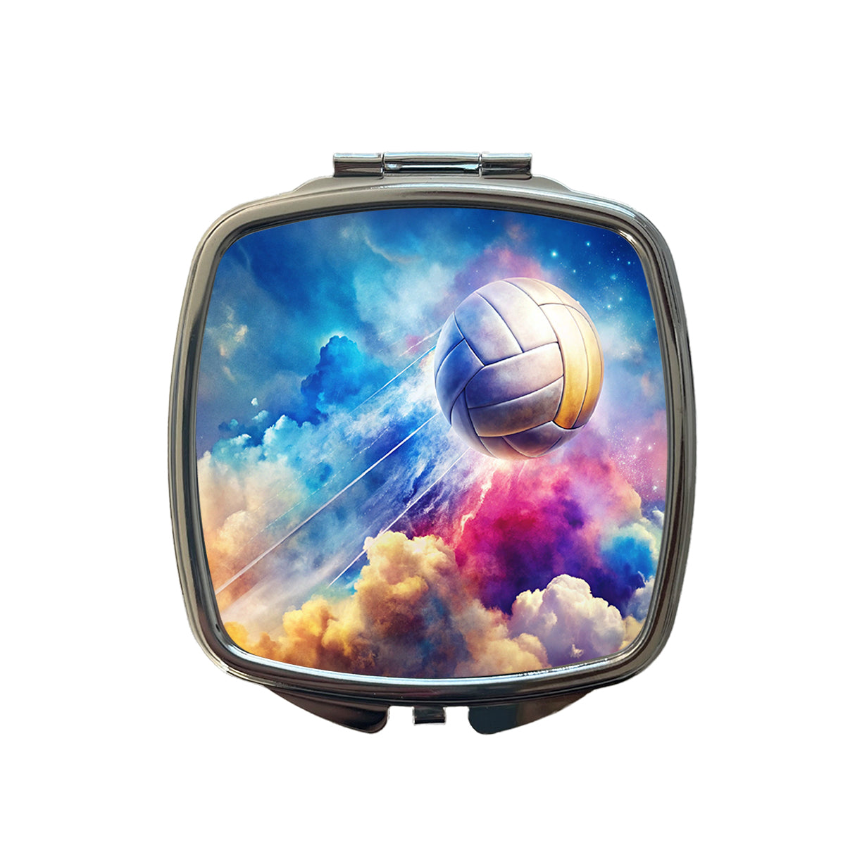 Volleyball Ball Rocketing Through The Sky Watercolor Small Travel Purse Handbag Pocket Makeup Compact Mirror