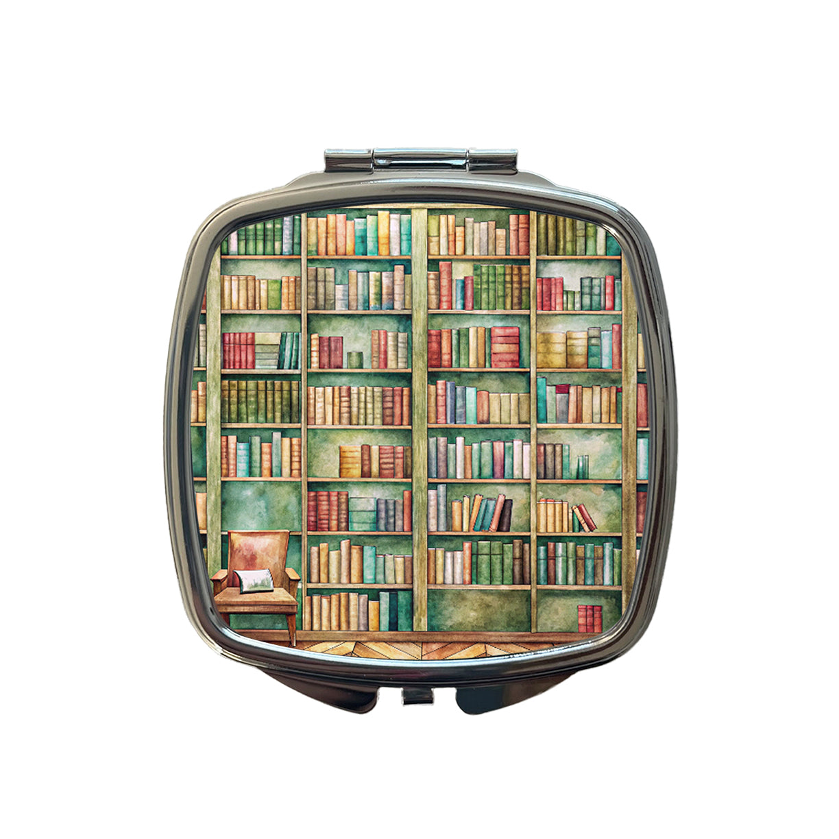 Books Bookshelves In Library Reading Reader Small Travel Purse Handbag Pocket Makeup Compact Mirror