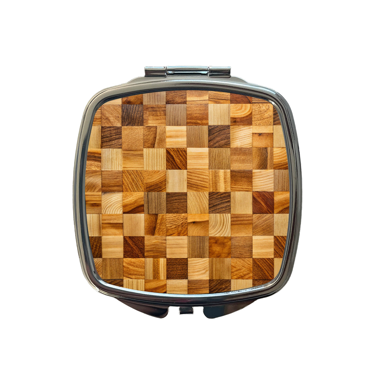 Butcher Block Small Travel Purse Handbag Pocket Makeup Compact Mirror