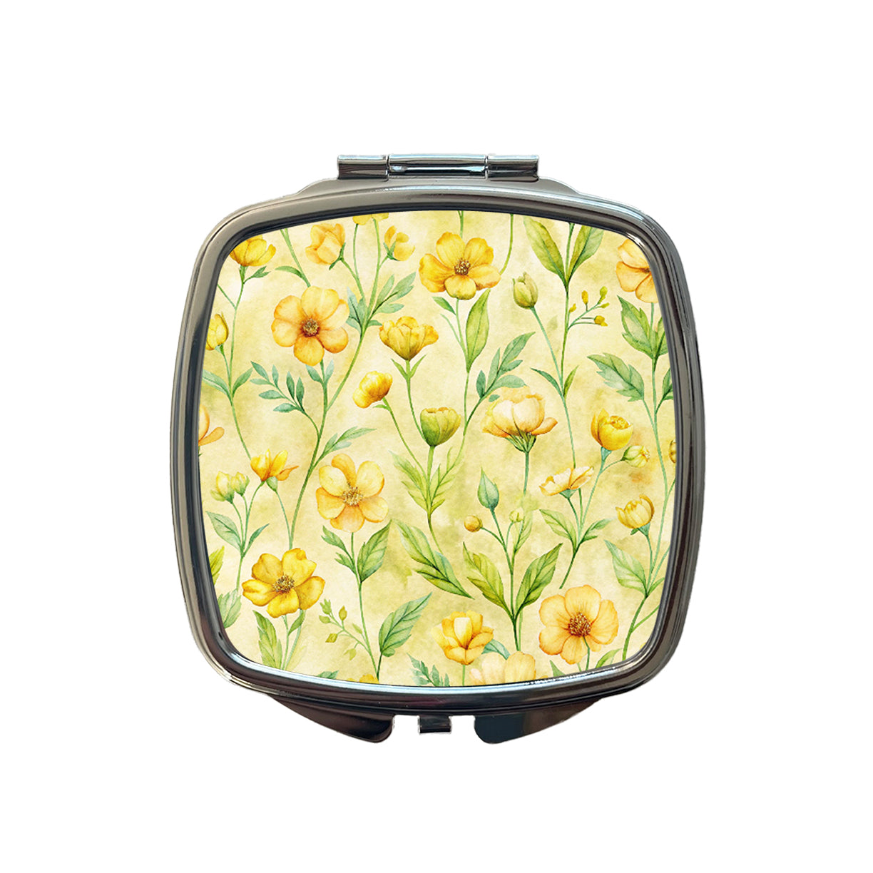 Buttercups Yellow Flowers Floral Small Travel Purse Handbag Pocket Makeup Compact Mirror