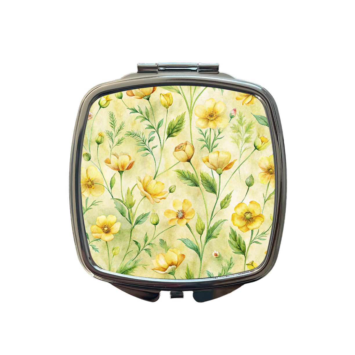 Buttercups Yellow Flowers Small Travel Purse Handbag Pocket Makeup Compact Mirror