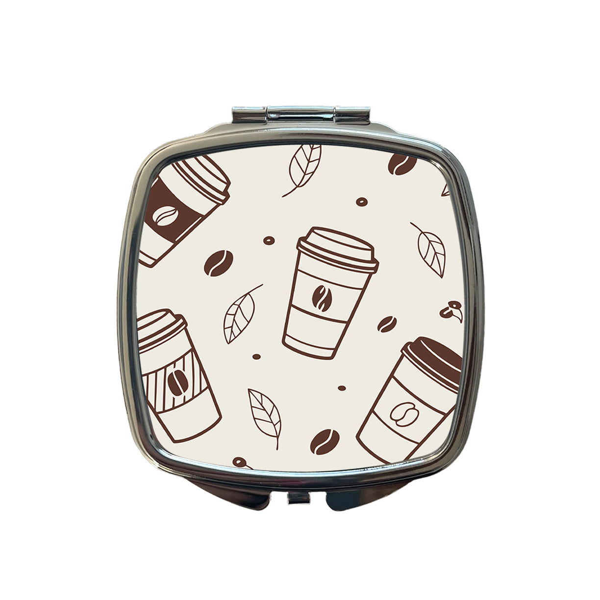 Coffee Cups Scattered Small Travel Purse Handbag Pocket Makeup Compact Mirror
