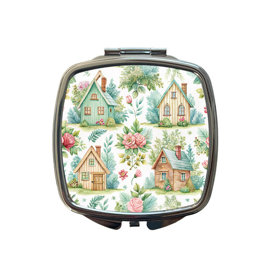 Cottagecore Adorable Homes In Country Small Travel Purse Handbag Pocket Makeup Compact Mirror