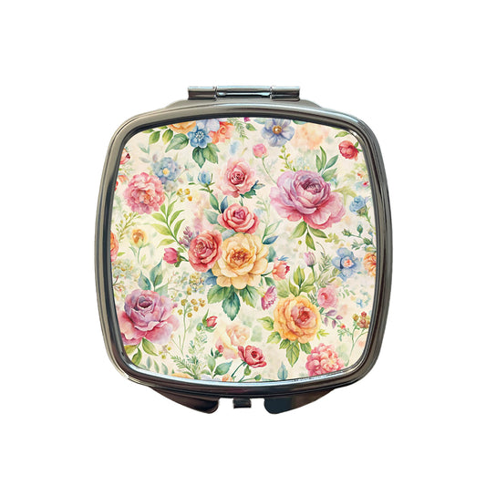 Ditsy Floral Flowers Pattern Small Travel Purse Handbag Pocket Makeup Compact Mirror