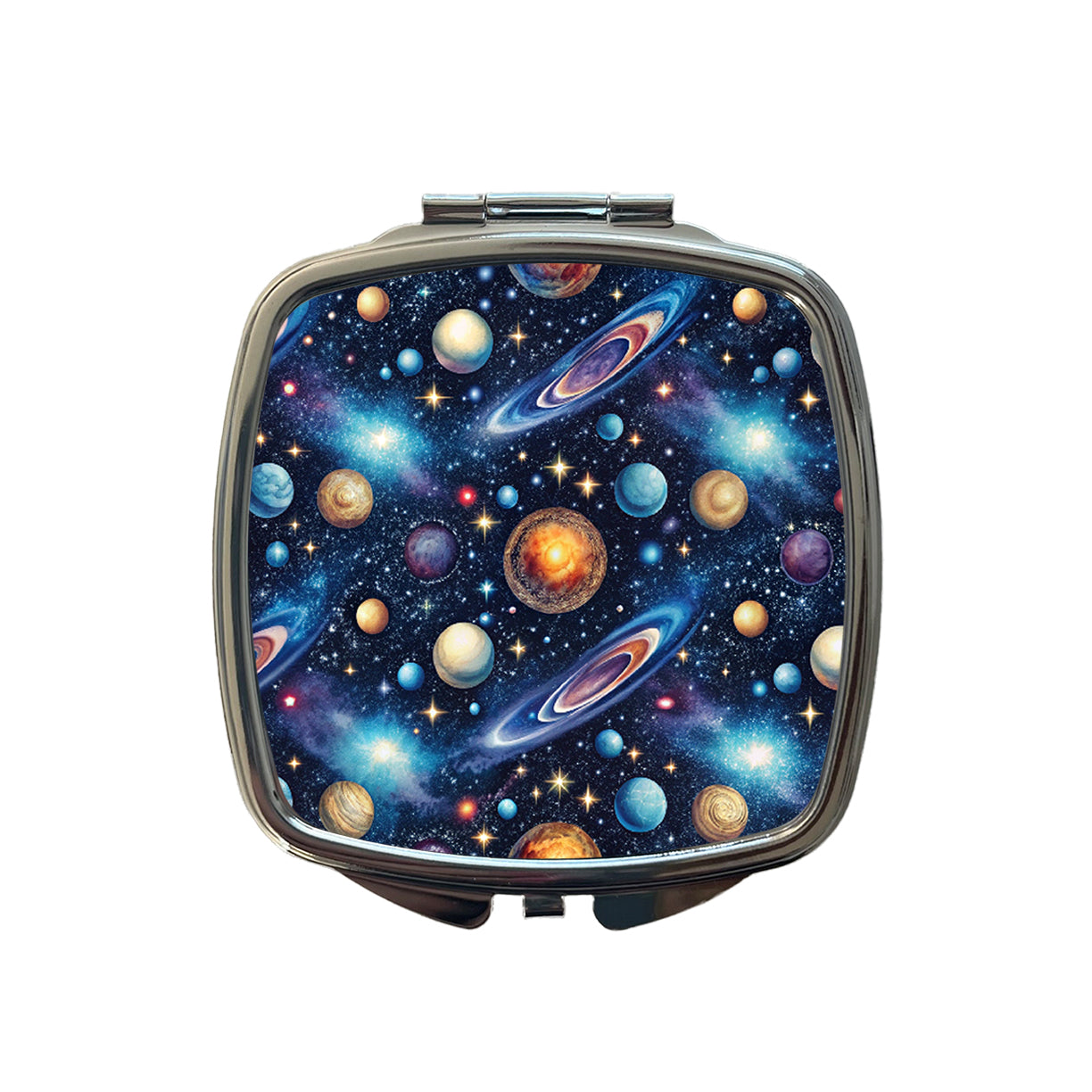 Galaxy Outer Space Astronomy Pattern Small Travel Purse Handbag Pocket Makeup Compact Mirror