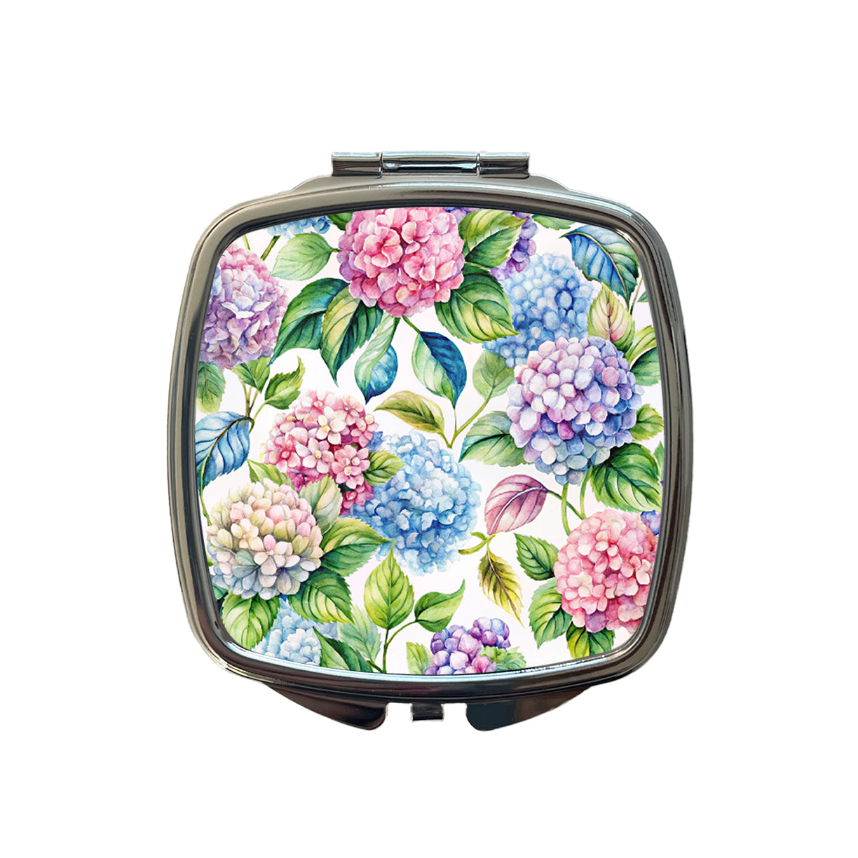 Hydrangea Floral Flowers Small Travel Purse Handbag Pocket Makeup Compact Mirror