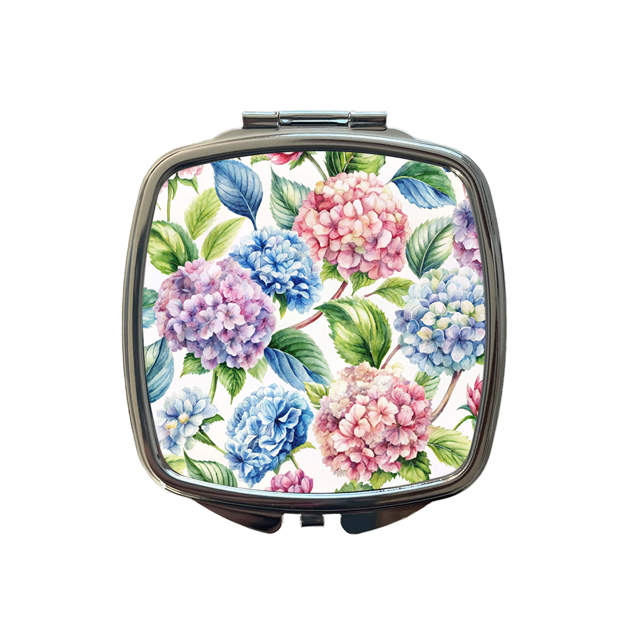 Hydrangea Flowers Wallpaper Small Travel Purse Handbag Pocket Makeup Compact Mirror