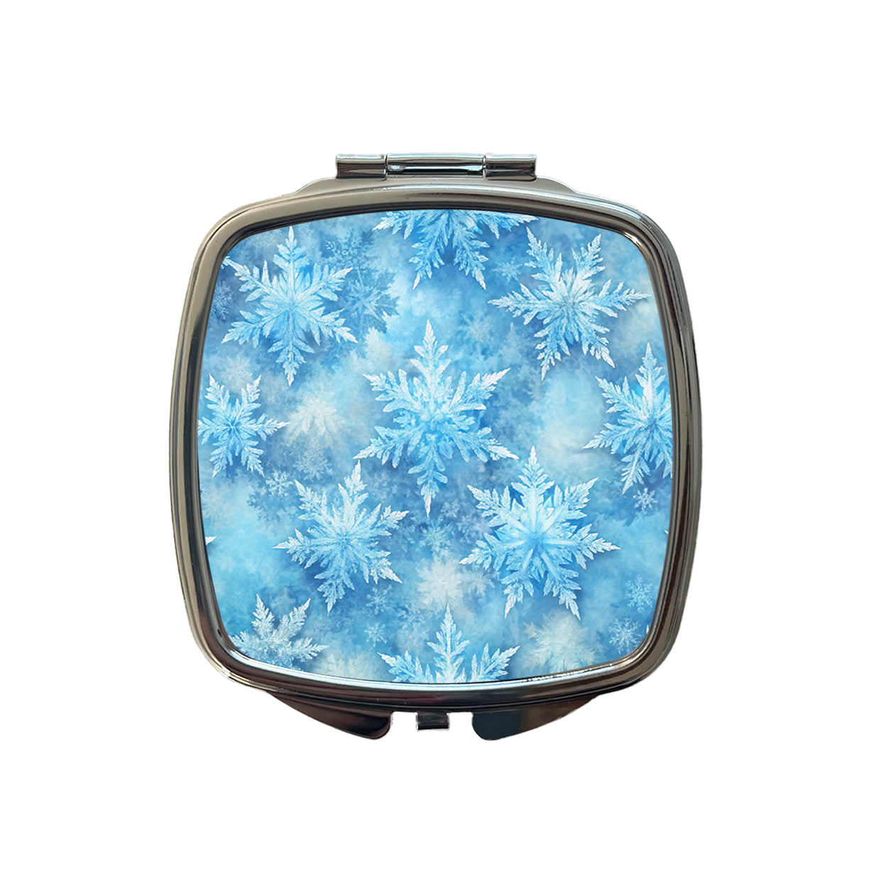 Ice Crystals Snowflakes Winter Beautiful Small Travel Purse Handbag Pocket Makeup Compact Mirror