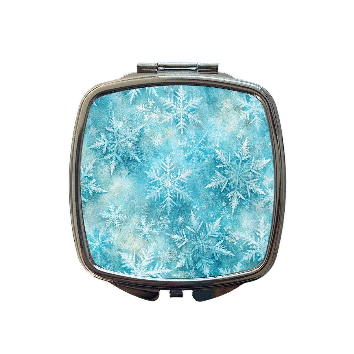 Ice Crystals Snowflakes Winter Small Travel Purse Handbag Pocket Makeup Compact Mirror