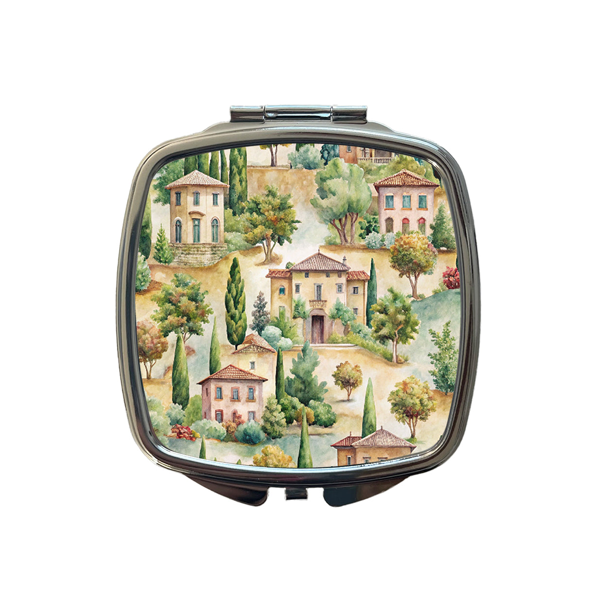 Italian Villa Hillside Town Italy Small Travel Purse Handbag Pocket Makeup Compact Mirror