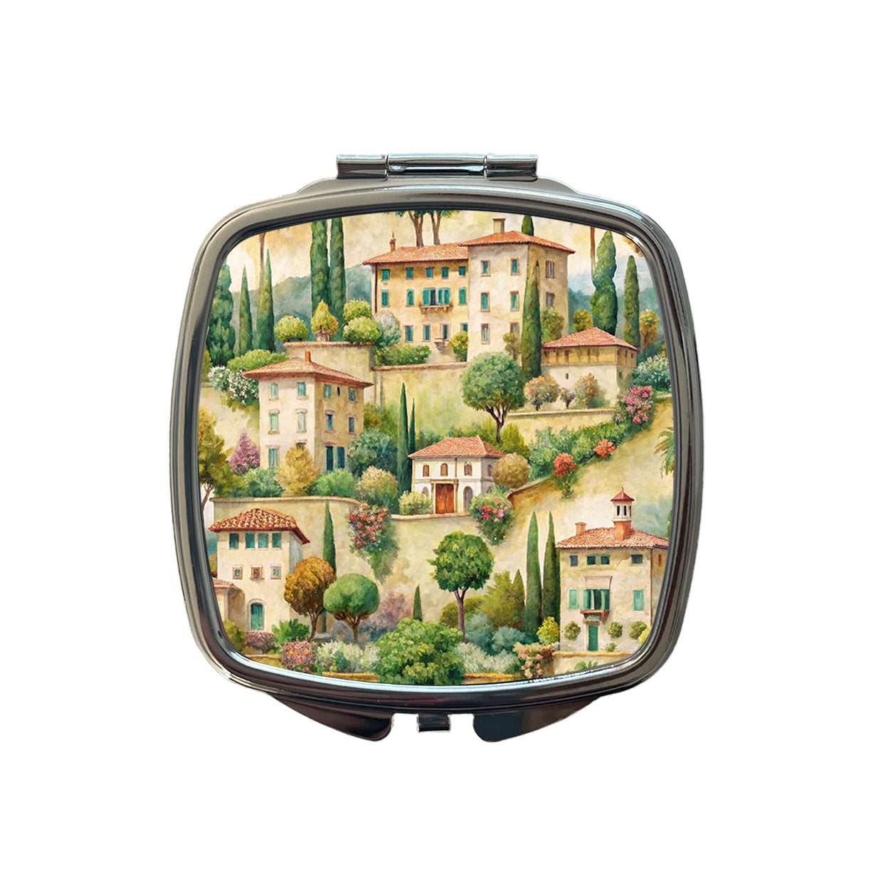Italian Villa Town Italy Small Travel Purse Handbag Pocket Makeup Compact Mirror