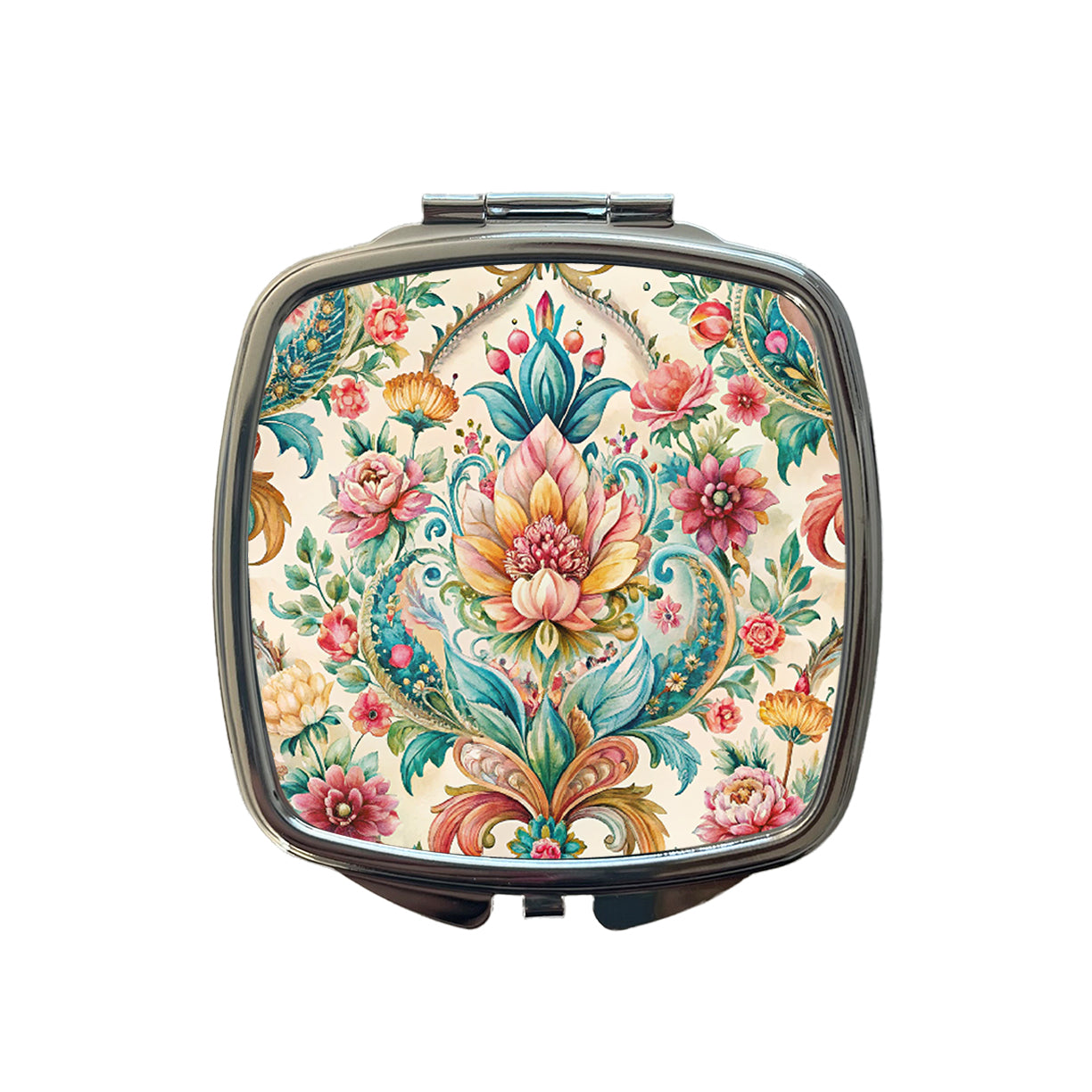 Refined Bohemian Wallpaper Small Travel Purse Handbag Pocket Makeup Compact Mirror