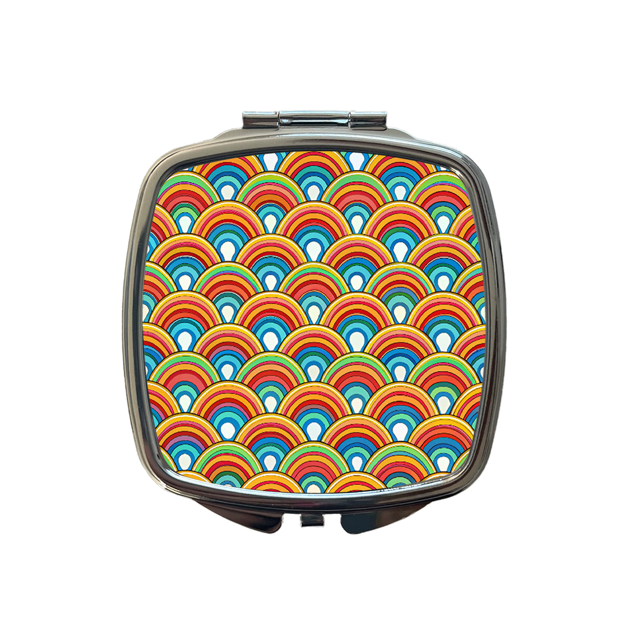 Retro Rainbow Pattern Small Travel Purse Handbag Pocket Makeup Compact Mirror