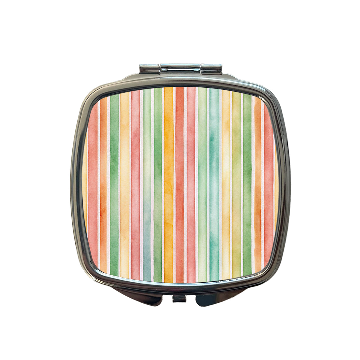 Striped 70s Wallpaper Small Travel Purse Handbag Pocket Makeup Compact Mirror
