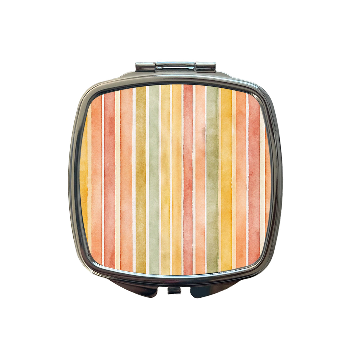 Striped Tonal 70s Wallpaper Small Travel Purse Handbag Pocket Makeup Compact Mirror