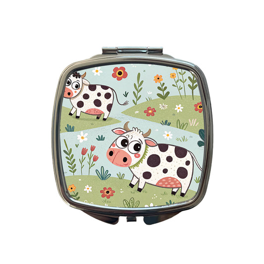 Adorable Dairy Cows Small Travel Purse Handbag Pocket Makeup Compact Mirror
