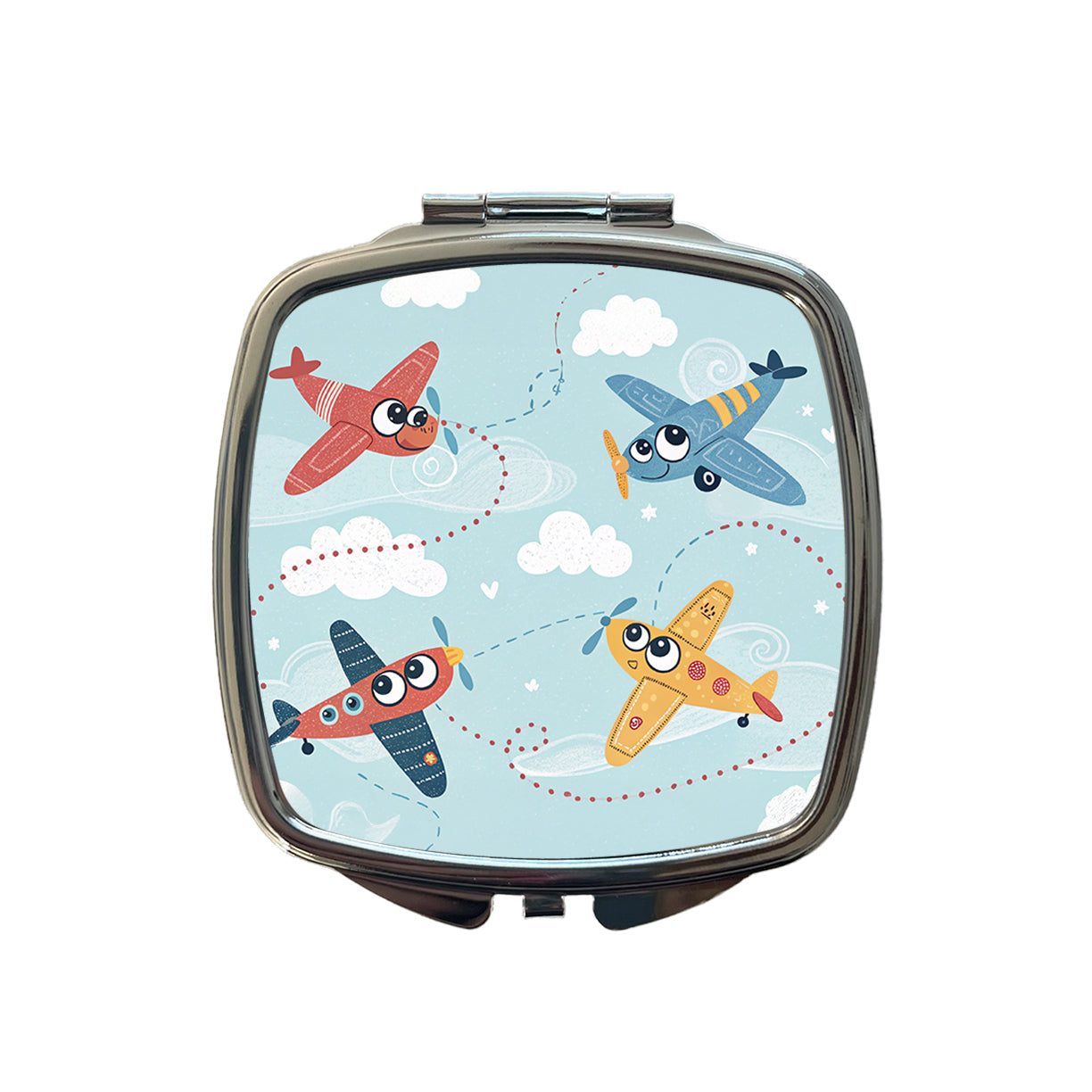 Airplanes Cute Cartoon Small Travel Purse Handbag Pocket Makeup Compact Mirror