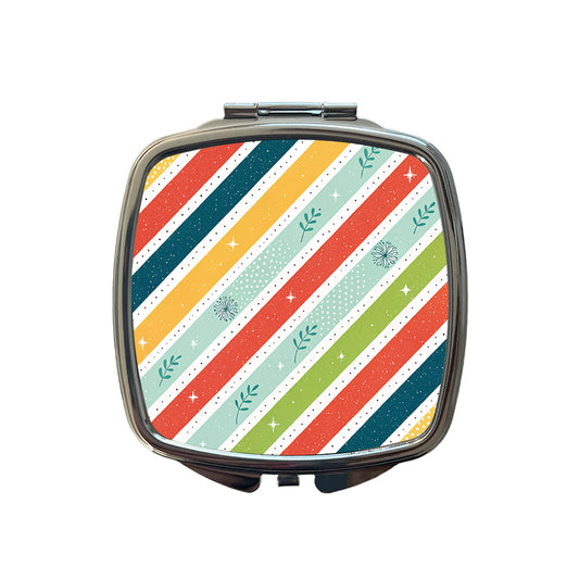 Cute Diagonal Stripes Small Travel Purse Handbag Pocket Makeup Compact Mirror