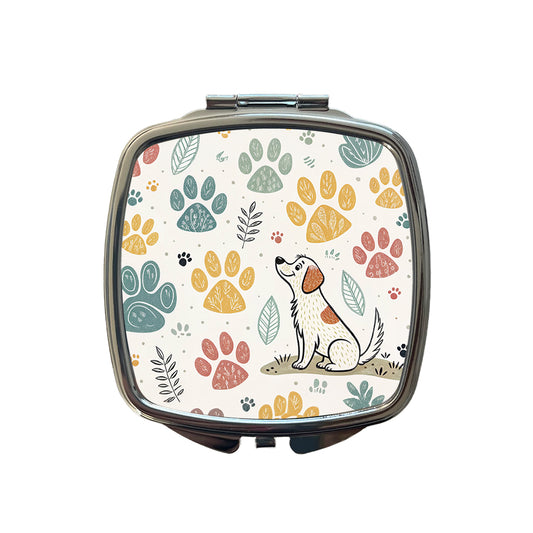 Dog Paw Prints Adorable Small Travel Purse Handbag Pocket Makeup Compact Mirror