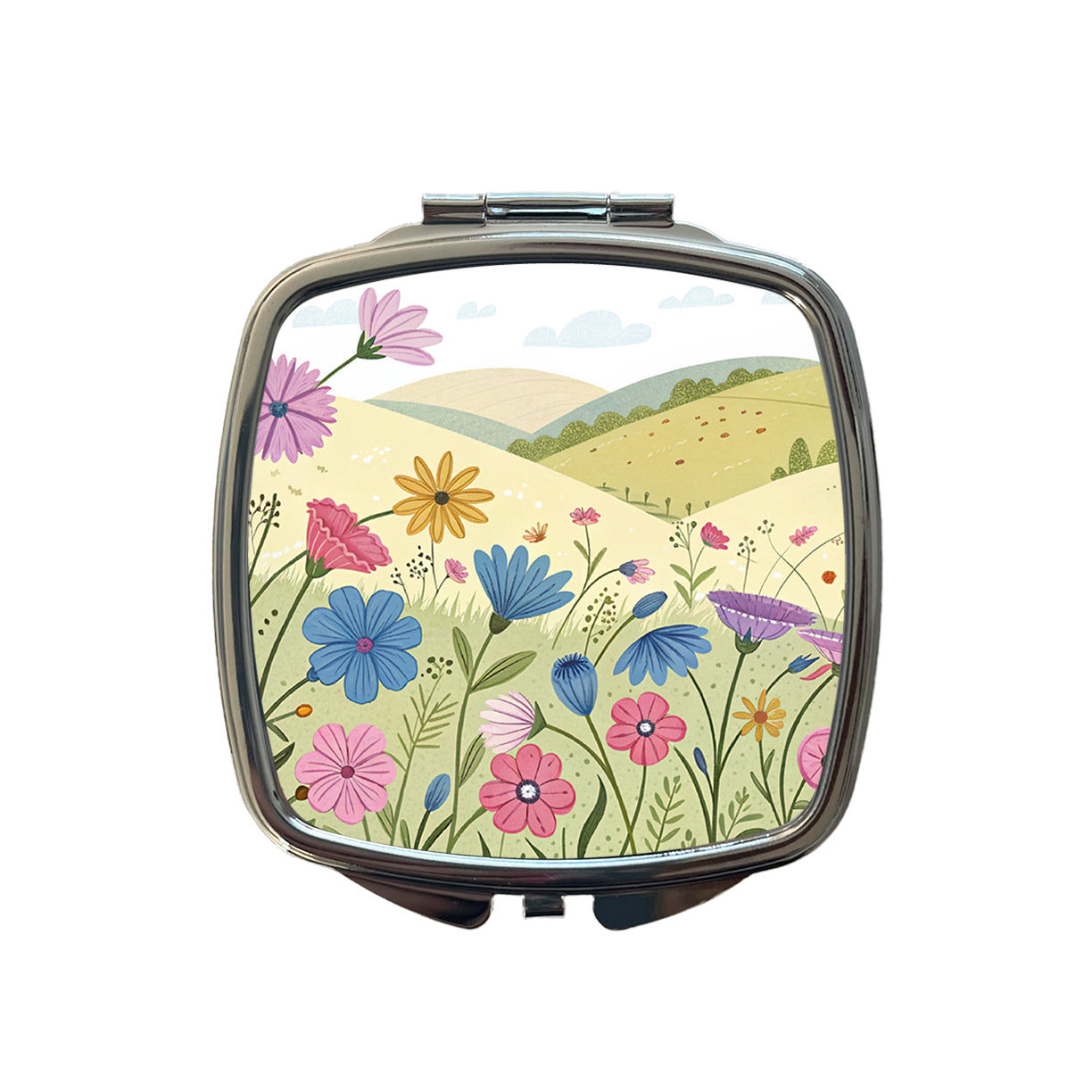 Field Of Corncockle Flowers Small Travel Purse Handbag Pocket Makeup Compact Mirror