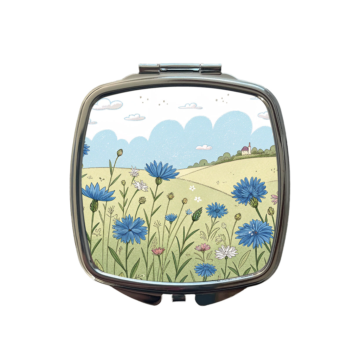 Field Of Cornflowers Flowers Small Travel Purse Handbag Pocket Makeup Compact Mirror
