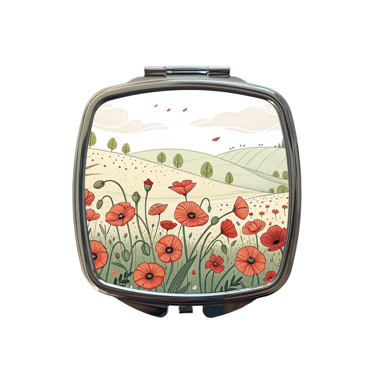 Field Of Poppies Poppy Flowers Small Travel Purse Handbag Pocket Makeup Compact Mirror