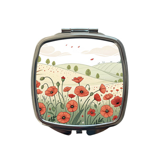 Field Of Poppies Poppy Flowers Small Travel Purse Handbag Pocket Makeup Compact Mirror