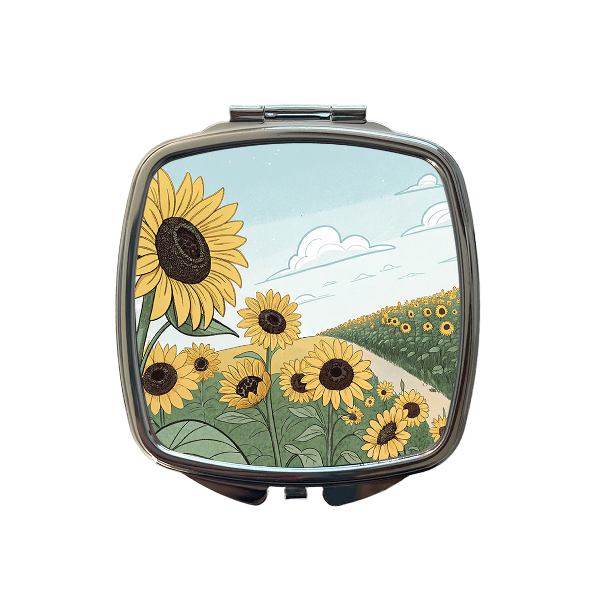 Field Of Sunflowers Flowers Small Travel Purse Handbag Pocket Makeup Compact Mirror