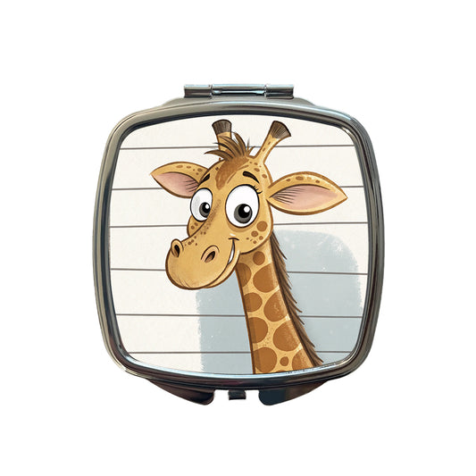 Giraffe Mug Shot Small Travel Purse Handbag Pocket Makeup Compact Mirror