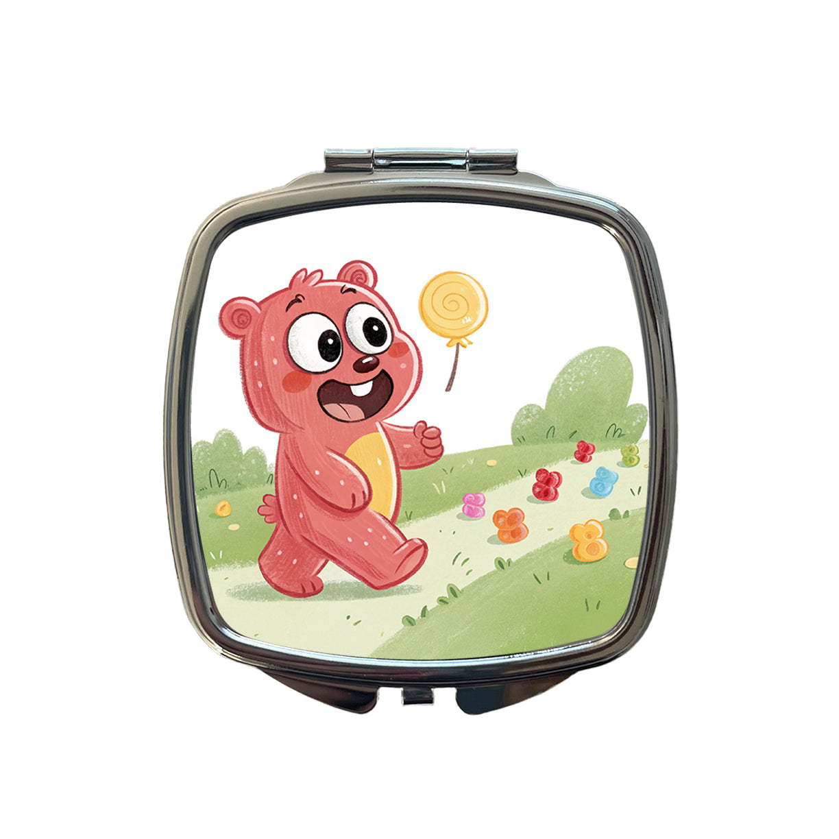 Gummi Bear Walking Small Travel Purse Handbag Pocket Makeup Compact Mirror