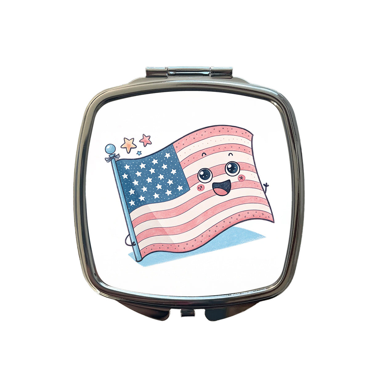 Kawaii American USA Flag Small Travel Purse Handbag Pocket Makeup Compact Mirror