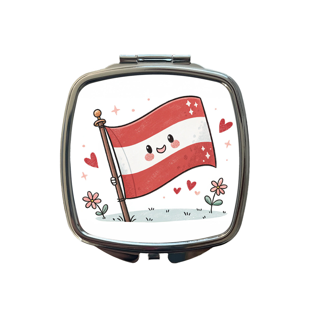 Kawaii Austrian Flag Small Travel Purse Handbag Pocket Makeup Compact Mirror