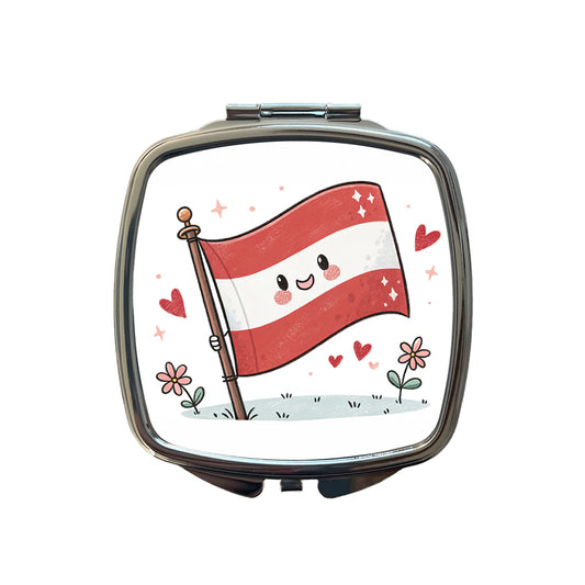 Kawaii Austrian Flag Small Travel Purse Handbag Pocket Makeup Compact Mirror