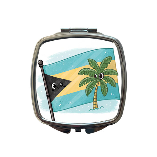 Kawaii Bahamas Flag Small Travel Purse Handbag Pocket Makeup Compact Mirror
