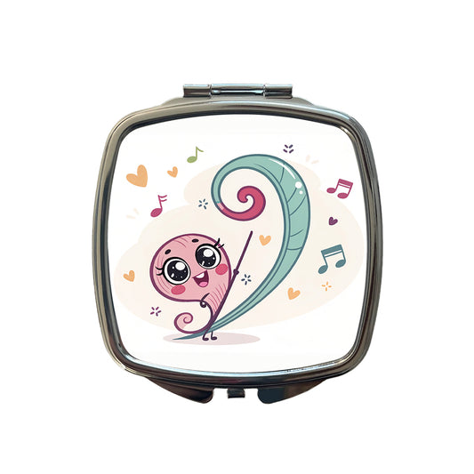 Kawaii Bass Clef Music Small Travel Purse Handbag Pocket Makeup Compact Mirror