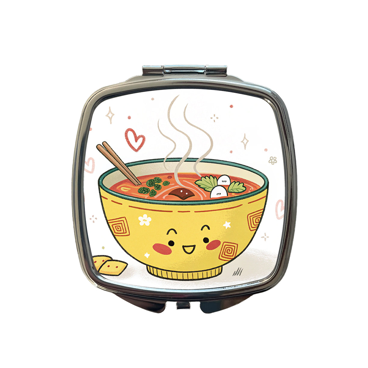 Kawaii Bowl Of Soup Small Travel Purse Handbag Pocket Makeup Compact Mirror