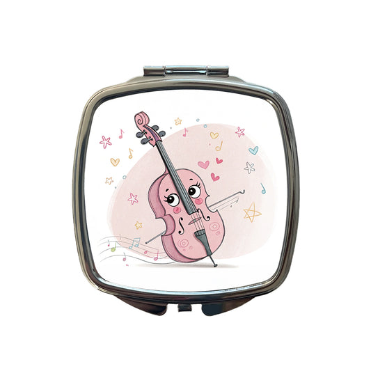 Kawaii Cello Music Small Travel Purse Handbag Pocket Makeup Compact Mirror