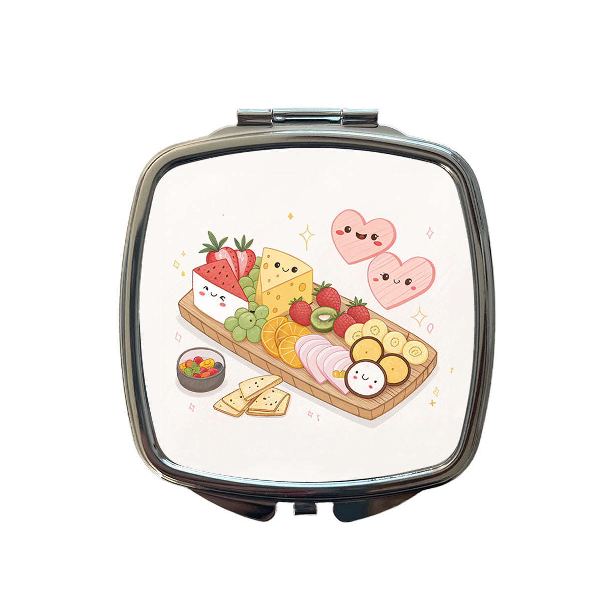 Kawaii Charcuterie Board Small Travel Purse Handbag Pocket Makeup Compact Mirror