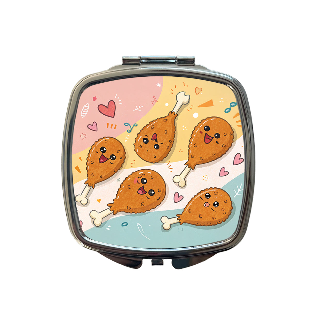 Kawaii Chicken Drumsticks Small Travel Purse Handbag Pocket Makeup Compact Mirror