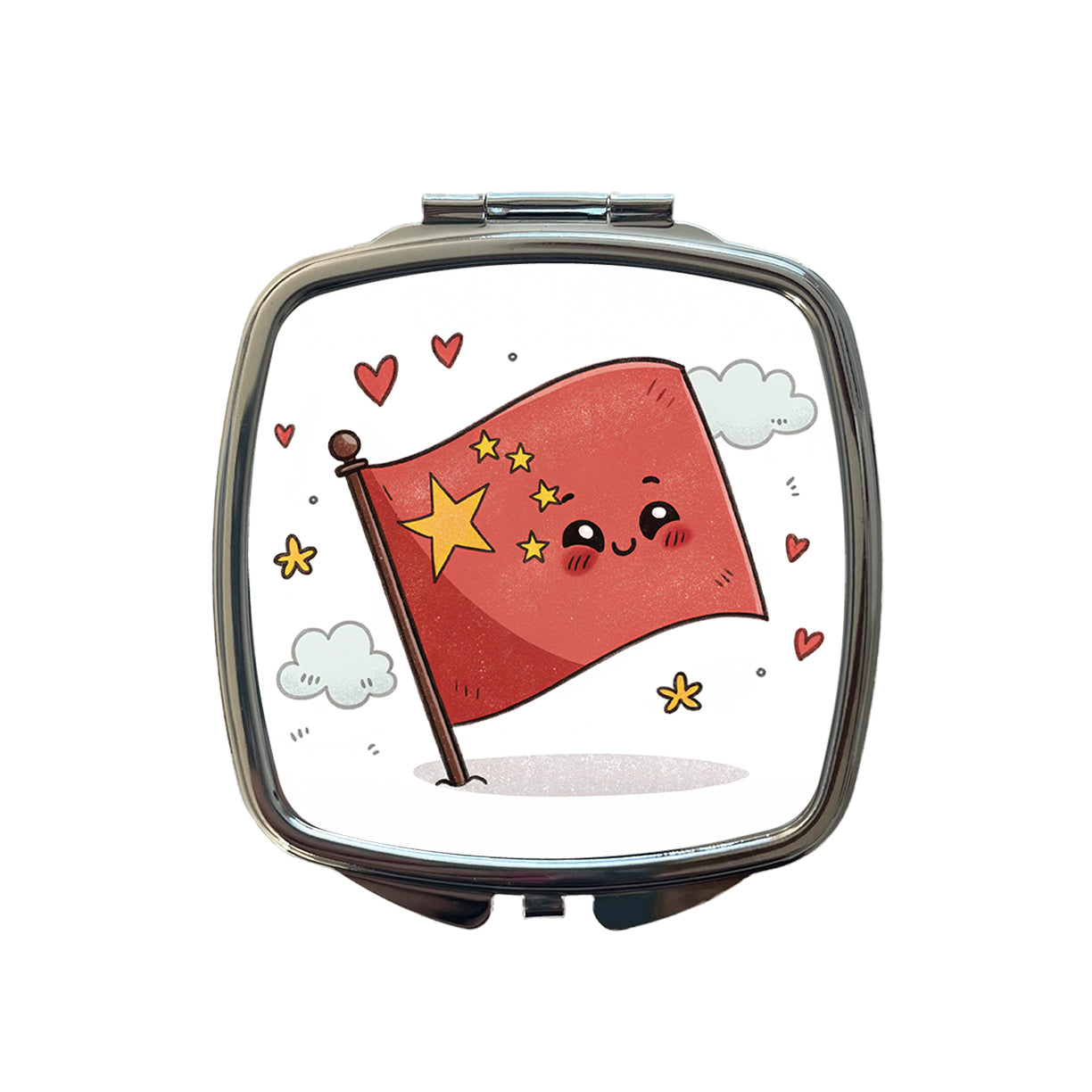 Kawaii China Flag Small Travel Purse Handbag Pocket Makeup Compact Mirror
