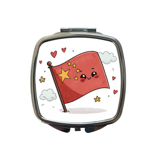 Kawaii China Flag Small Travel Purse Handbag Pocket Makeup Compact Mirror
