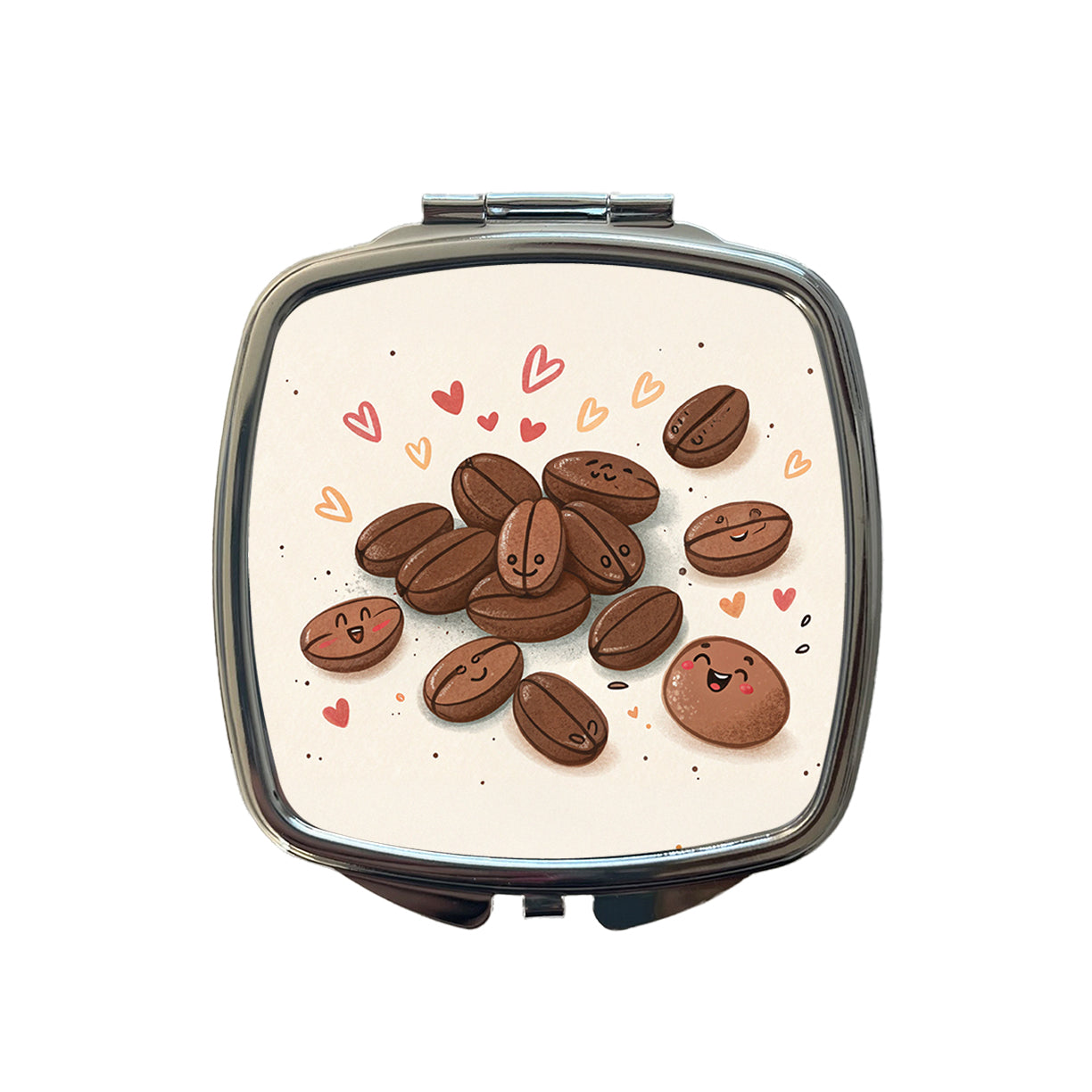 Kawaii Coffee Beans Small Travel Purse Handbag Pocket Makeup Compact Mirror