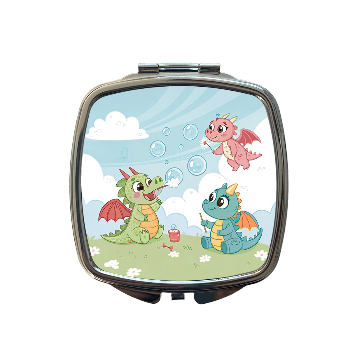 Kawaii Dragons Cute Small Travel Purse Handbag Pocket Makeup Compact Mirror