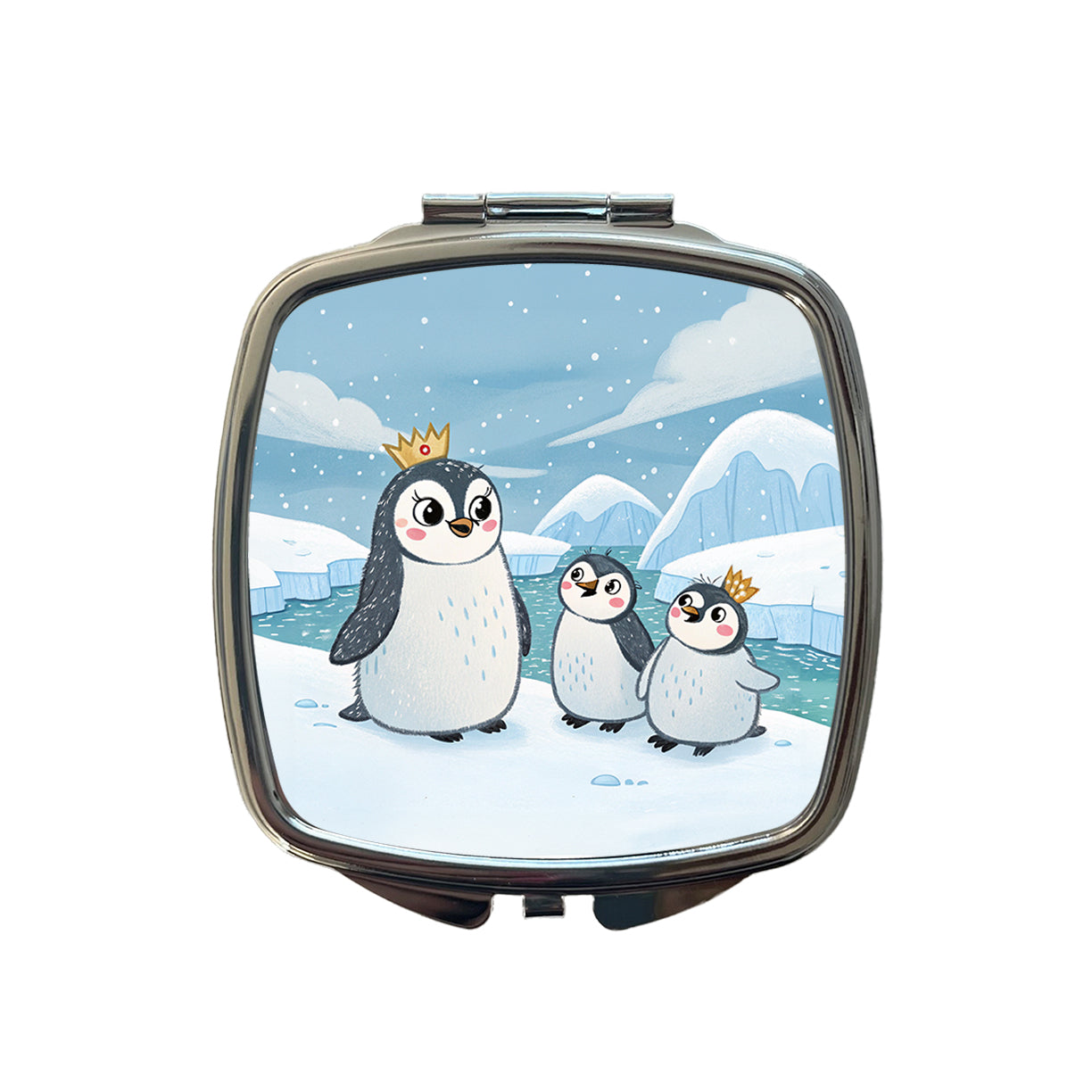 Kawaii Emperor Penguins Small Travel Purse Handbag Pocket Makeup Compact Mirror